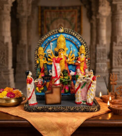 Traditional Hand-Painted Maa Durga Murti (18") | Sabekiyana Style Marble Dust Idol