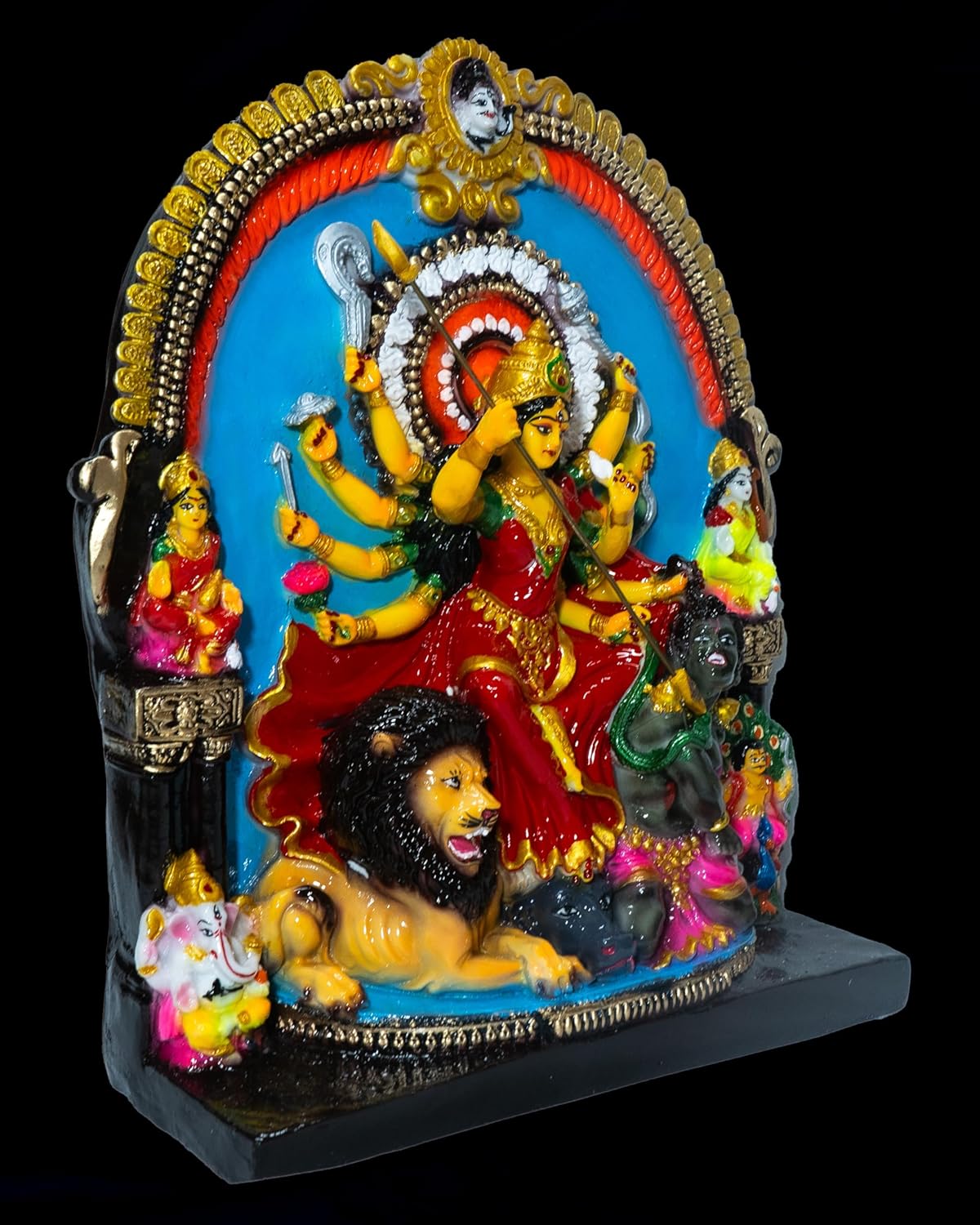 Alternative view of Durga Statue, Marble Durga Idol, Maa Durga Murti, Sherawali Mata