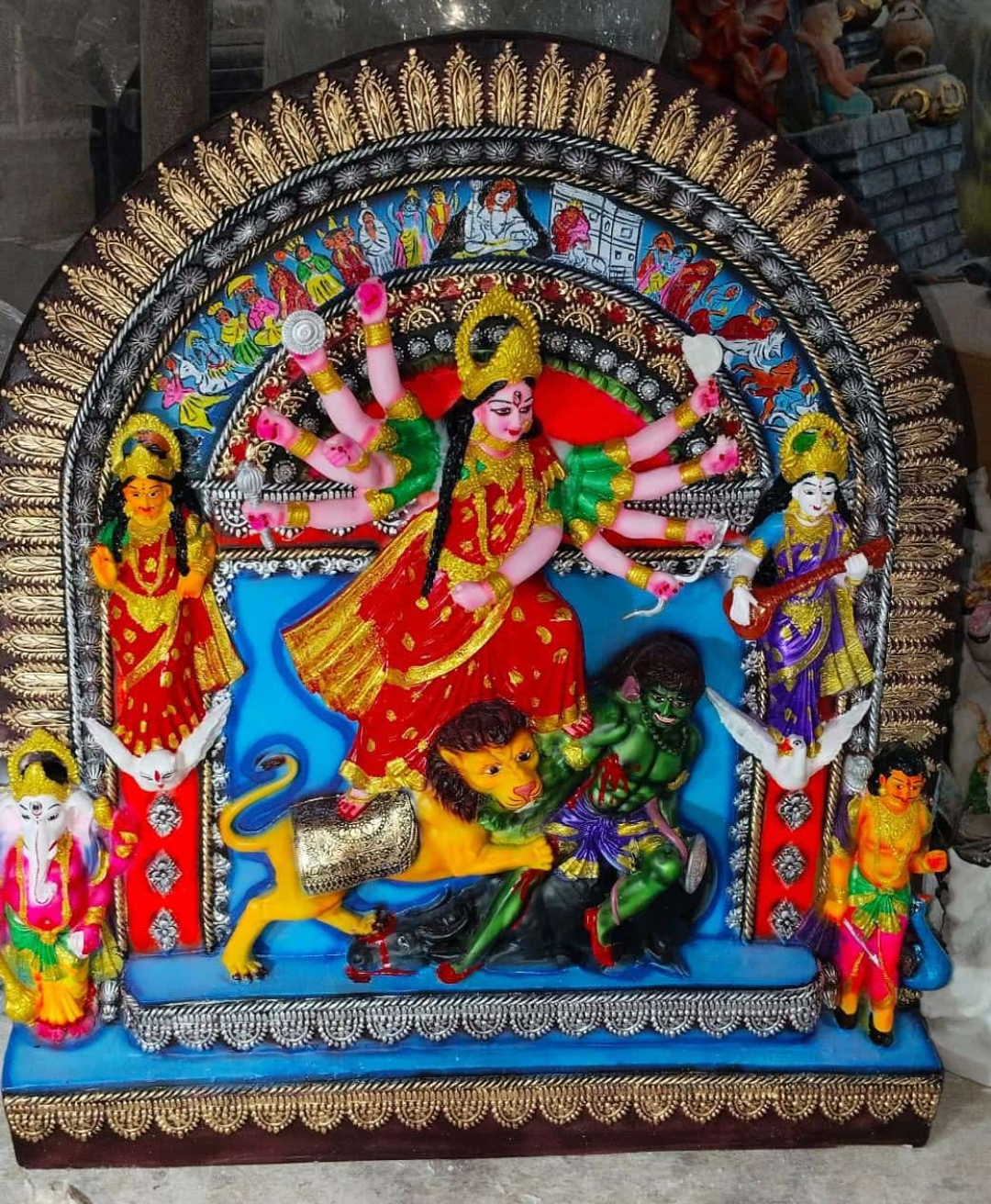 Durga Full Family Statue, Durga Statue, Durga Sculpture, Gods Idol