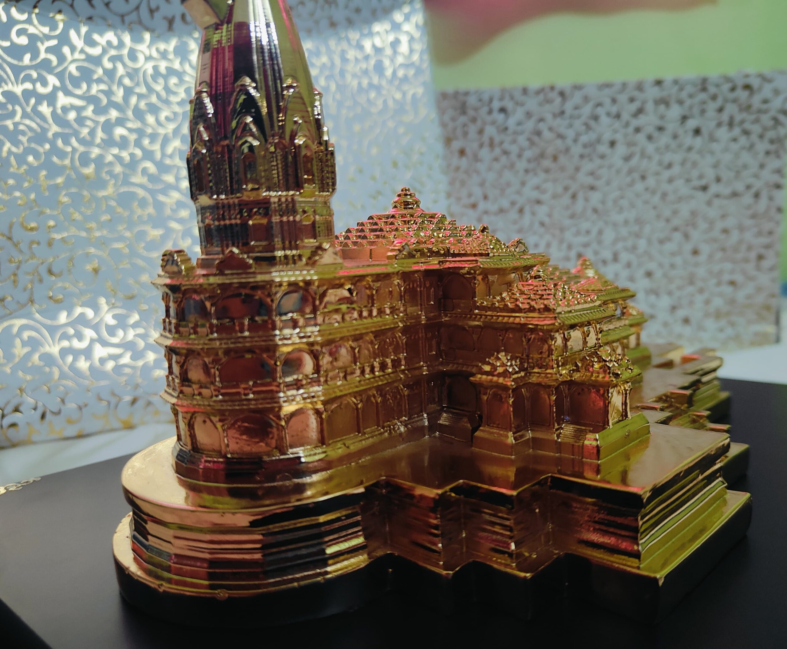 Alternative view of Ram Mandir, Ram Mandir Gold Plated, Golden Ram Mandir Model, Ram Mandir Replica