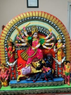 Alternative view of Handcrafted 2 Feet Durga Murti With Family – Marble Dust Maa Durga Idol for Home Temple & Festival Puja