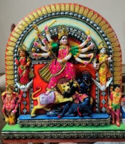 Handcrafted 2 Feet Durga Murti With Family – Marble Dust Maa Durga Idol for Home Temple & Festival Puja