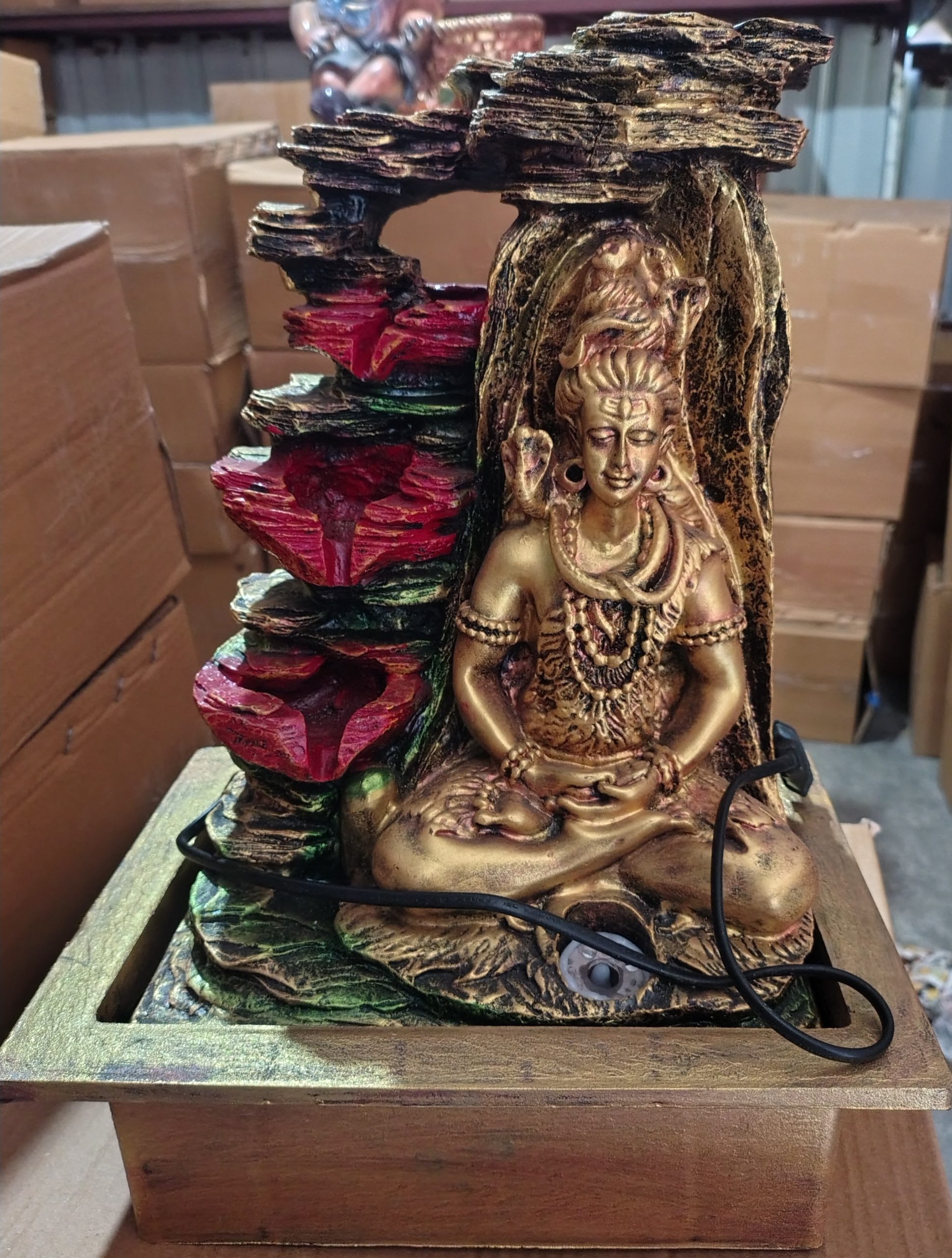 Water Fountain With Led Light, Shiva Water Fountain, 16" Water Fountain, Table Top Fountain, Spiritual Fountain