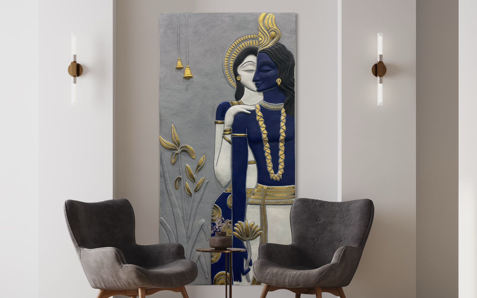 3D Radha Krishna Wall Hanging, 3D Wall Mural, 3D Wall Hanging, Radha Krishna Wall Art - Image 3