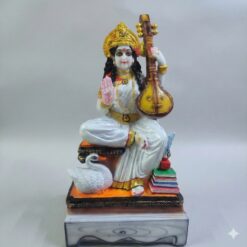 Maa Saraswati Idol 12 Inch | Marble Dust Saraswati Murti for Study Room & Home Temple